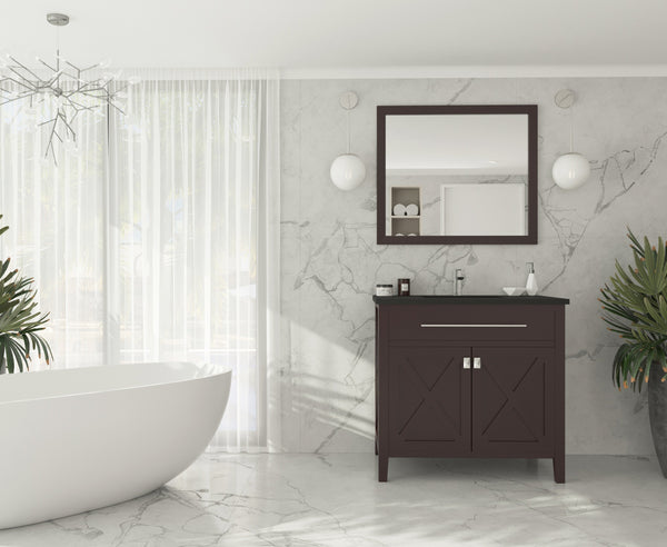 Wimbledon 36 Brown Bathroom Vanity with Matte Black VIVA Stone Solid Surface Countertop