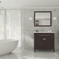 Wimbledon 36" Brown Bathroom Vanity with Matte White VIVA Stone Solid Surface Countertop
