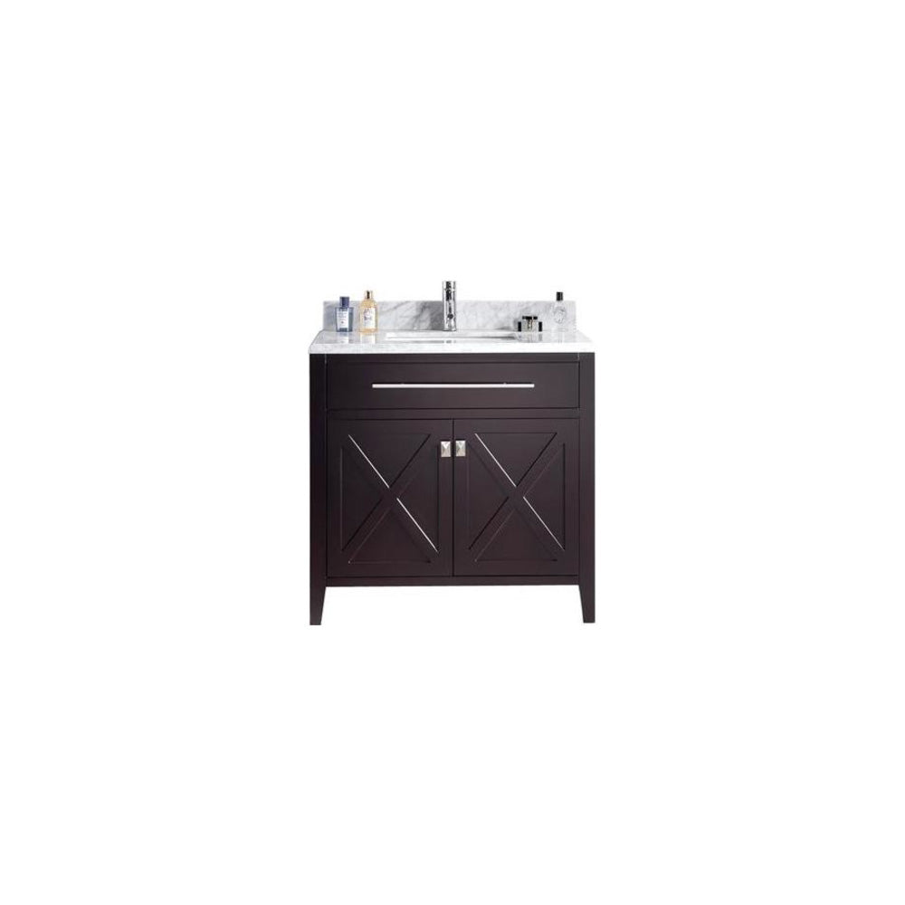 Wimbledon 36" Brown Bathroom Vanity with White Carrara Marble Countertop