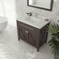 Wimbledon 36" Brown Bathroom Vanity with White Carrara Marble Countertop