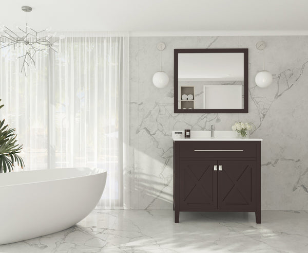 Wimbledon 36 Brown Bathroom Vanity with White Quartz Countertop