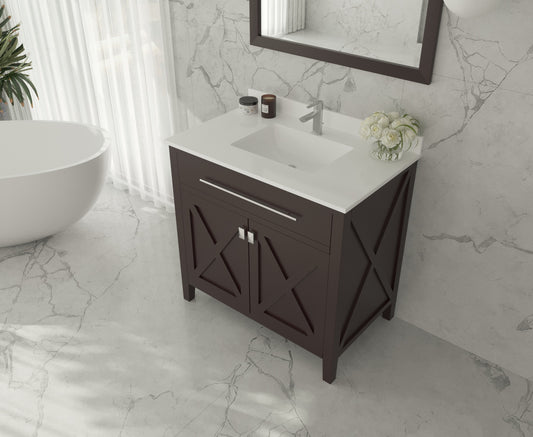 Wimbledon 36" Brown Bathroom Vanity with White Quartz Countertop