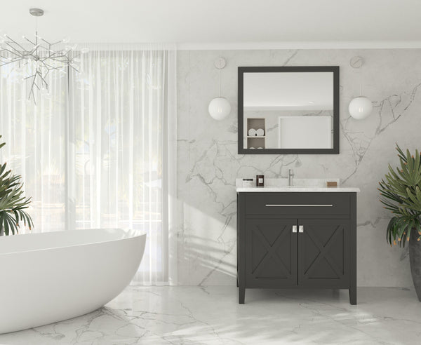 Wimbledon 36 Espresso Bathroom Vanity with White Carrara Marble Countertop