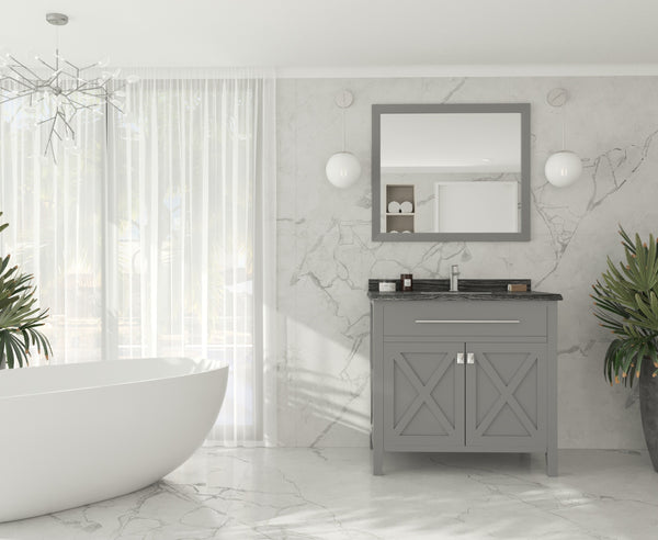 Wimbledon 36 Grey Bathroom Vanity with Black Wood Marble Countertop