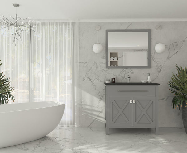 Wimbledon 36 Grey Bathroom Vanity with Matte Black VIVA Stone Solid Surface Countertop