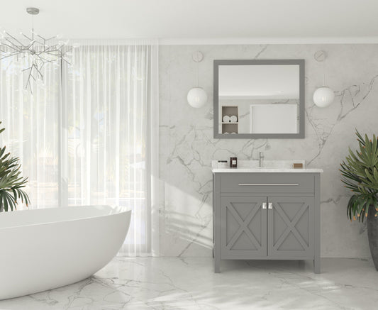 Wimbledon 36" Grey Bathroom Vanity with White Carrara Marble Countertop
