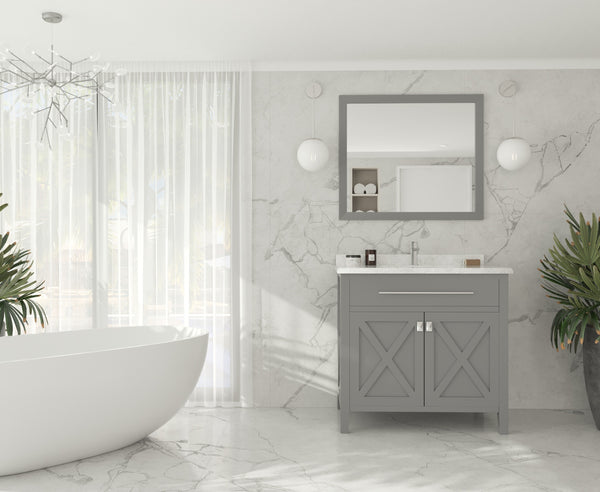 Wimbledon 36 Grey Bathroom Vanity with White Carrara Marble Countertop