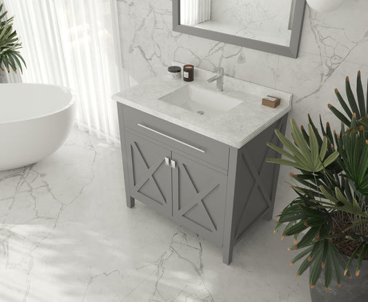 Wimbledon 36" Grey Bathroom Vanity with White Carrara Marble Countertop