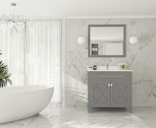 Wimbledon 36" Grey Bathroom Vanity with White Quartz Countertop