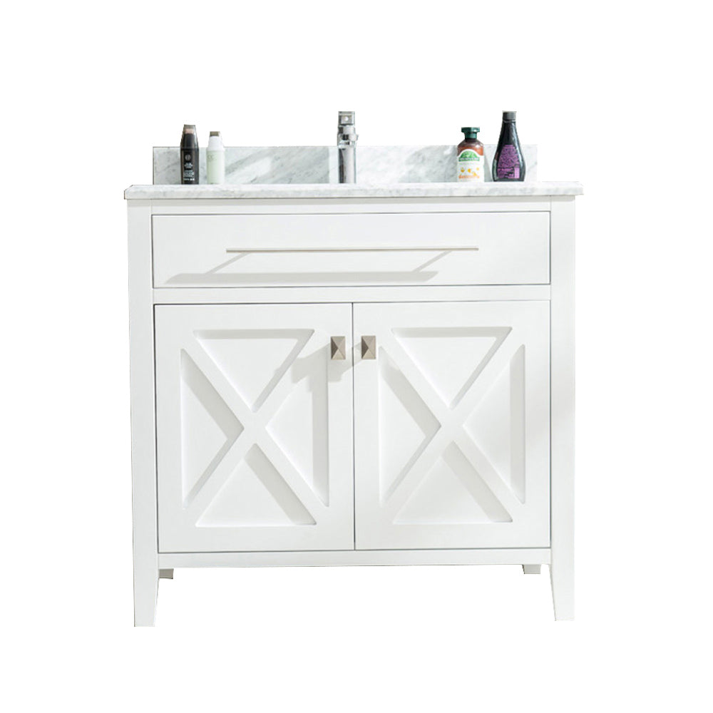 Wimbledon 36" White Bathroom Vanity with White Carrara Marble Countertop