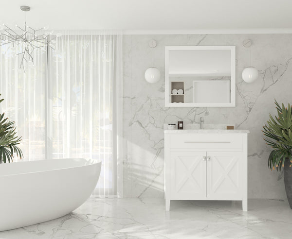 Wimbledon 36 White Bathroom Vanity with White Carrara Marble Countertop