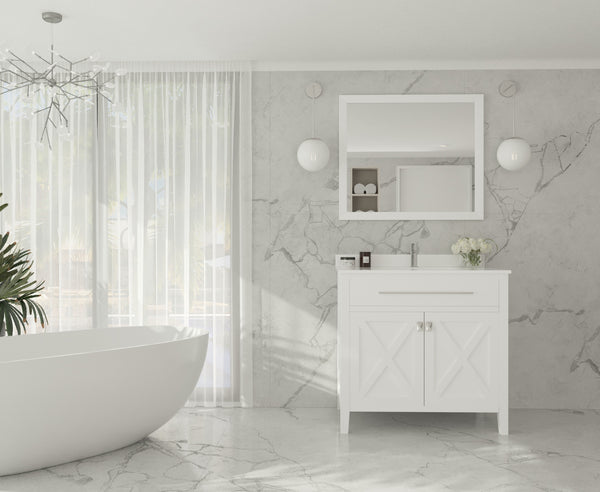 Wimbledon 36 White Bathroom Vanity with White Quartz Countertop