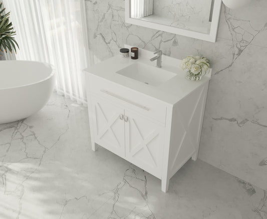 Wimbledon 36" White Bathroom Vanity with White Quartz Countertop