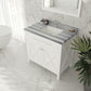 Wimbledon 36" White Bathroom Vanity with White Stripes Marble Countertop