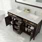 Wimbledon 60" Brown Double Sink Bathroom Vanity with White Carrara Marble Countertop