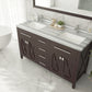 Wimbledon 60" Brown Double Sink Bathroom Vanity with White Stripes Marble Countertop