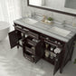 Wimbledon 60" Brown Double Sink Bathroom Vanity with White Stripes Marble Countertop
