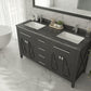 Wimbledon 60" Espresso Double Sink Bathroom Vanity with Black Wood Marble Countertop