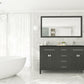 Wimbledon 60" Espresso Double Sink Bathroom Vanity with Matte Black VIVA Stone Solid Surface Countertop