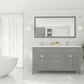 Wimbledon 60" Grey Double Sink Bathroom Vanity with Matte White VIVA Stone Solid Surface Countertop