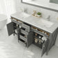Wimbledon 60" Grey Double Sink Bathroom Vanity with White Carrara Marble Countertop