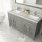 Wimbledon 60" Grey Double Sink Bathroom Vanity with White Stripes Marble Countertop