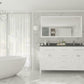 Wimbledon 60" White Double Sink Bathroom Vanity with Black Wood Marble Countertop