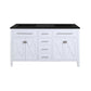 Wimbledon 60" White Double Sink Bathroom Vanity with Matte Black VIVA Stone Solid Surface Countertop