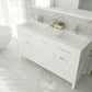Wimbledon 60" White Double Sink Bathroom Vanity with Matte White VIVA Stone Solid Surface Countertop