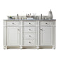 Bristol 60" Double Vanity, Bright White w/ 3 CM Carrara Marble Top