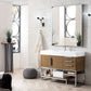 Columbia 48" Single Vanity, Latte Oak w/ Glossy White Composite Stone Top