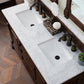 Brookfield 60" Double Vanity, Burnished Mahogany w/ 3 CM Carrara Marble Top