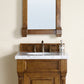 Brookfield 26" Single Vanity, Country Oak w/ 3 CM Carrara Marble Top