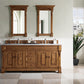 Brookfield 72" Double Vanity, Country Oak w/ 3 CM Carrara Marble Top