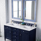 Brittany 60" Double Vanity, Victory Blue w/ 3 CM Arctic Fall Solid Surface Top