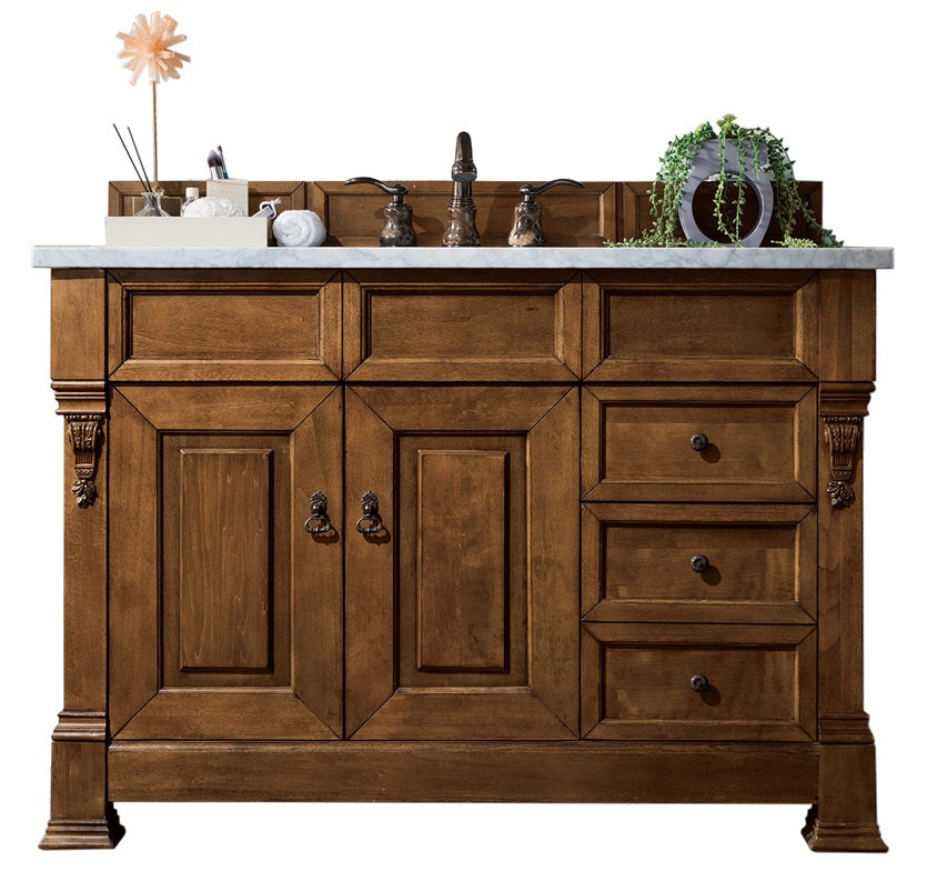 Brookfield 48" Single Vanity, Country Oak w/ 3 CM Arctic Fall Solid Surface Top