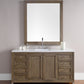 Chicago 60" Single Vanity, Whitewashed Walnut w/ 3 CM White Zeus Quartz Top