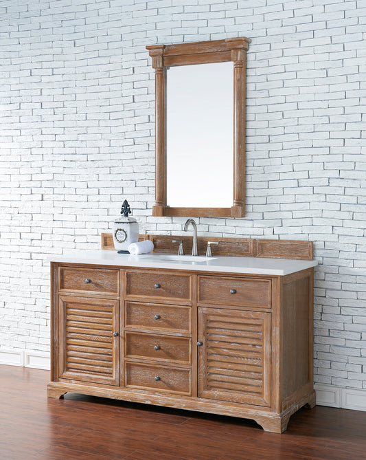 Savannah 60" Single Vanity, Driftwood w/ 3 CM White Zeus Quartz Top