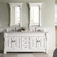 Brookfield 72" Double Vanity, Bright White w/ 3 CM Arctic Fall Solid Surface Top