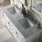 Brookfield 60" Double Vanity, Bright White w/ 3 CM Carrara Marble Top