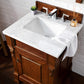 Brookfield 26" Single Vanity, Warm Cherry w/ 3 CM Carrara Marble Top