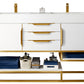 Columbia 59" Double Vanity, Glossy White, Radiant Gold w/ Glossy White Composite Stone Top