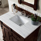 Brookfield 36" Single Vanity, Burnished Mahogany w/ 3 CM Arctic Fall Solid Surface Top