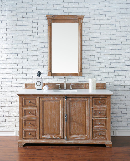 Providence 60" Single Vanity, Driftwood w/ 3 CM White Zeus Quartz Top