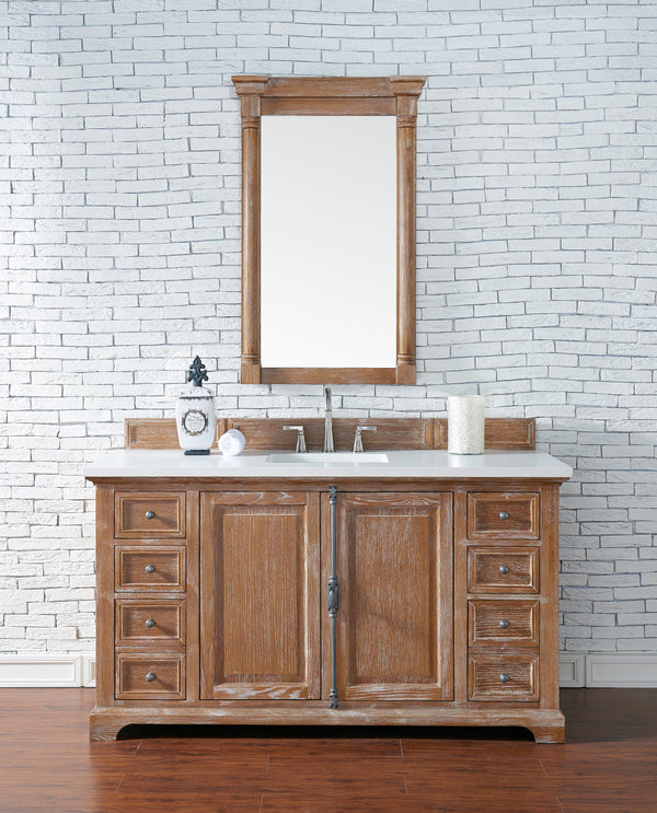 Providence 60 Single Vanity, Driftwood w/ 3 CM White Zeus Quartz Top