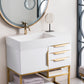 Columbia 36" Single Vanity, Glossy White, Radiant Gold w/ Glossy White Composite Stone Top