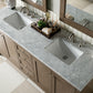 Chicago 72" Double Vanity, Whitewashed Walnut w/ 3 CM Carrara Marble Top