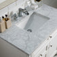 Brittany 36" Single Vanity, Bright White w/ 3 CM Carrara Marble Top