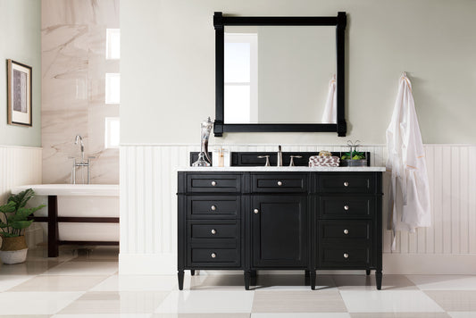 Brittany 60" Single Vanity, Black Onyx w/ 3 CM Carrara Marble Top