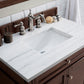 Brittany 36" Single Vanity, Burnished Mahogany w/ 3 CM Arctic Fall Solid Surface Top